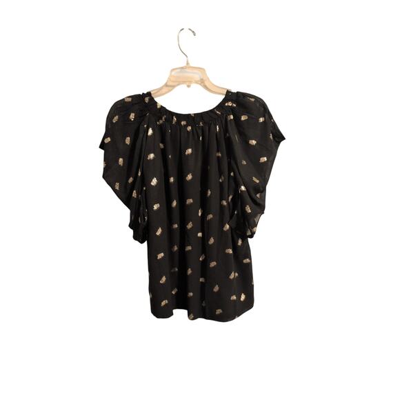 Rochelle Behrens “The Shirt” Gold & Black Flow Top – Size Large Chic Blouse - Picture 4 of 4